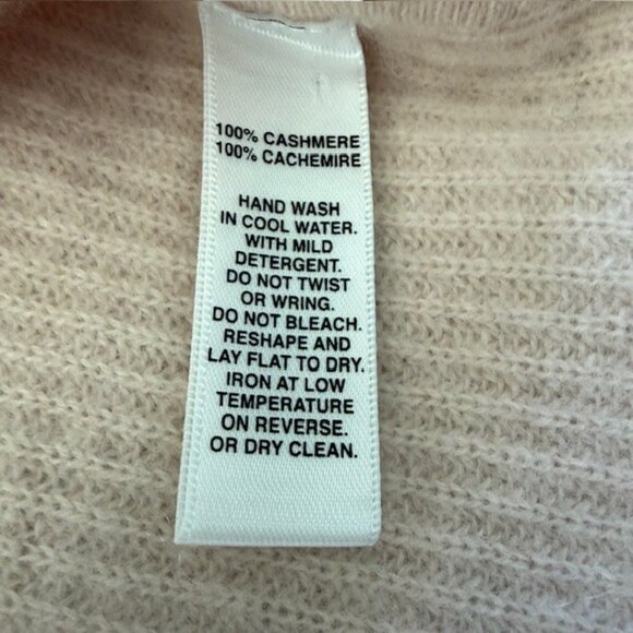 Cashmere Crew Neck Ribbed Fisherman Sweater Blush Pink XS - Picture 13 of 13